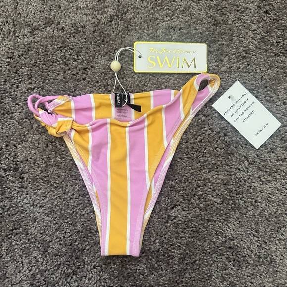 NWT For Love & Lemons Pink Orange Striped Bikini Bottoms Size Extra Small XS - Picture 2 of 5